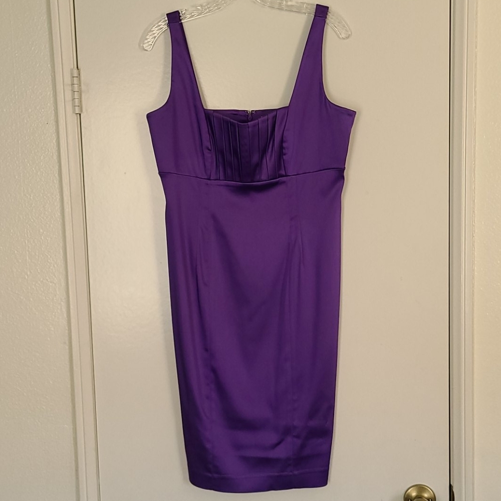 Calvin Klein Purple Satin fitted dress Sz 12